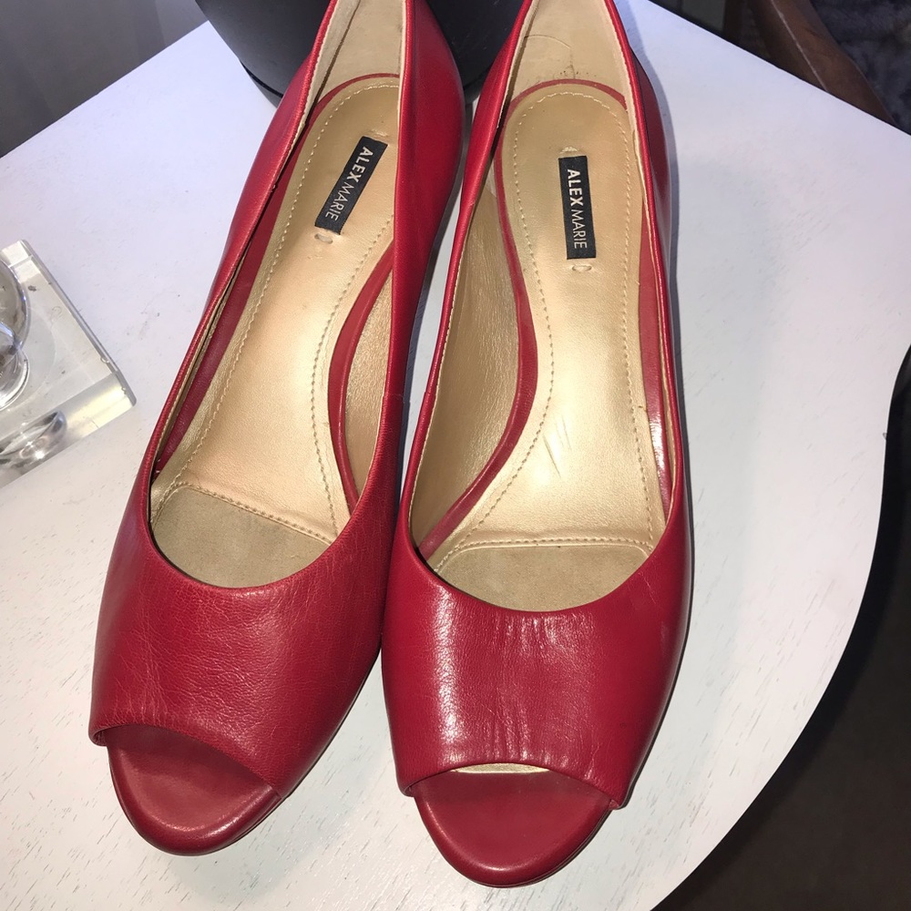 Red Alex Marie Peep Toe Pumps
